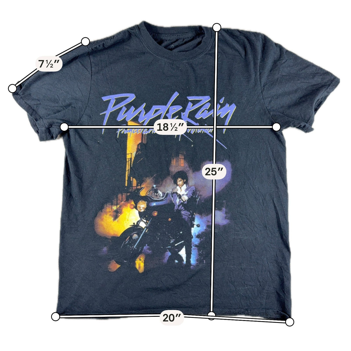 Prince Purple Rain T Shirt Mens M Black Motorcycle Album Graphic Music Tee