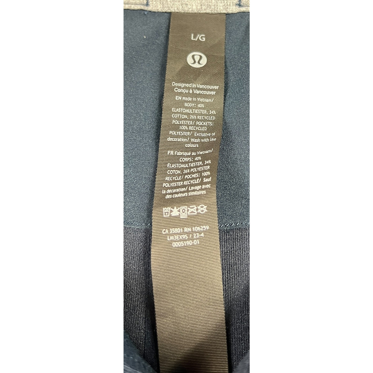 lululemon Mens Large Textured Snap Neck Pullover Jacket Navy Zip Pockets