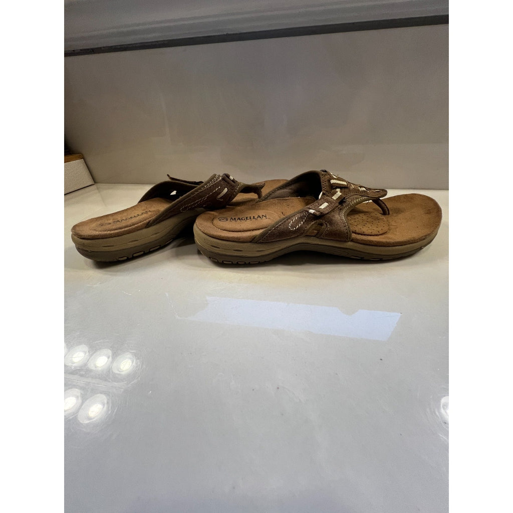 Magellan Outdoors Sandals Womens 9M Brown Comfort Thong Flip Flops Walking