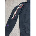 Champion Reverse Weave Mexico Flag Hoodie Mens S Black Sugar Skull Sleeve