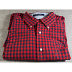 Tommy Hilfiger Shirt Mens L Red Navy Gingham Check Button Down Crest Logo