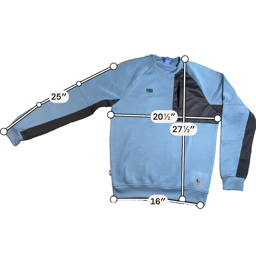 NBA Sweatshirt Men Small Blue Black Colorblock Utility Pocket Crewneck Fleece