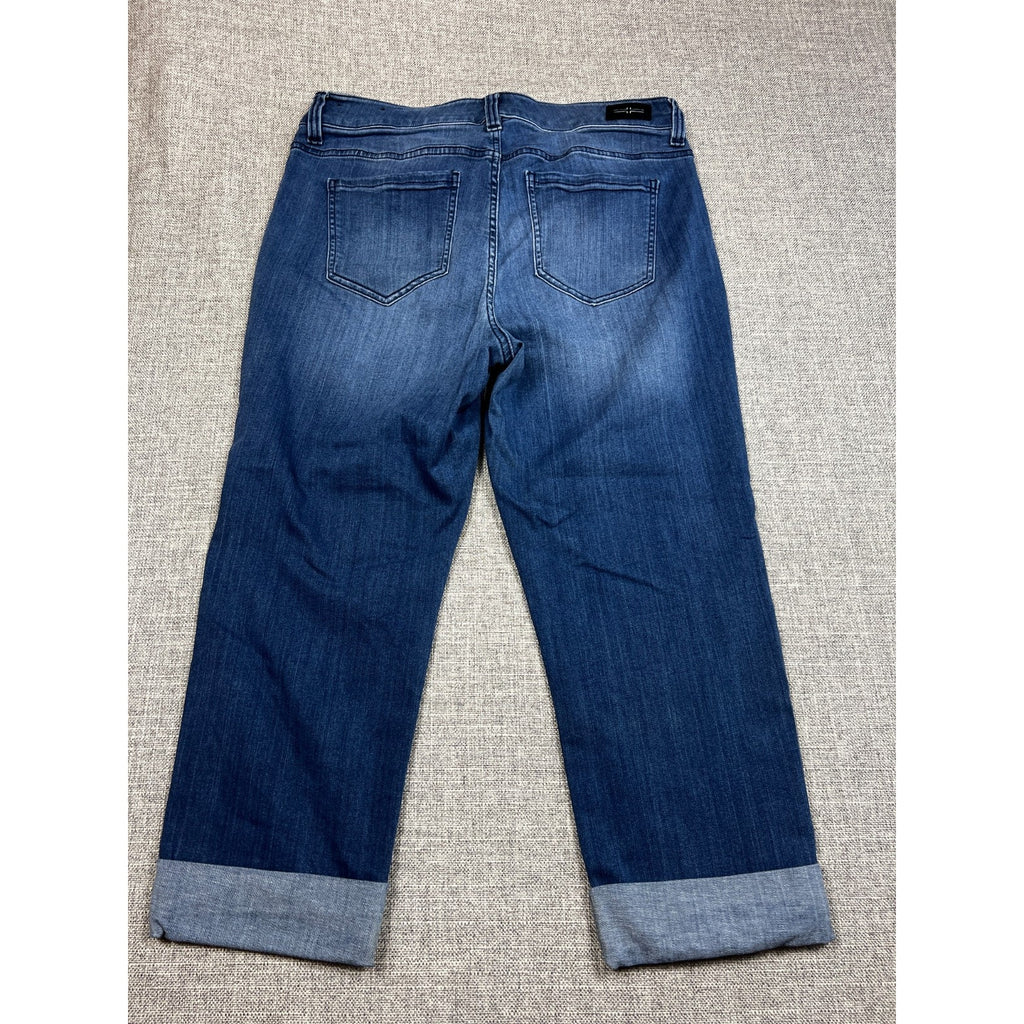 Liverpool Charlie Crop Jeans Women 16W Blue Cuffed Stretch Mid Rise Plus