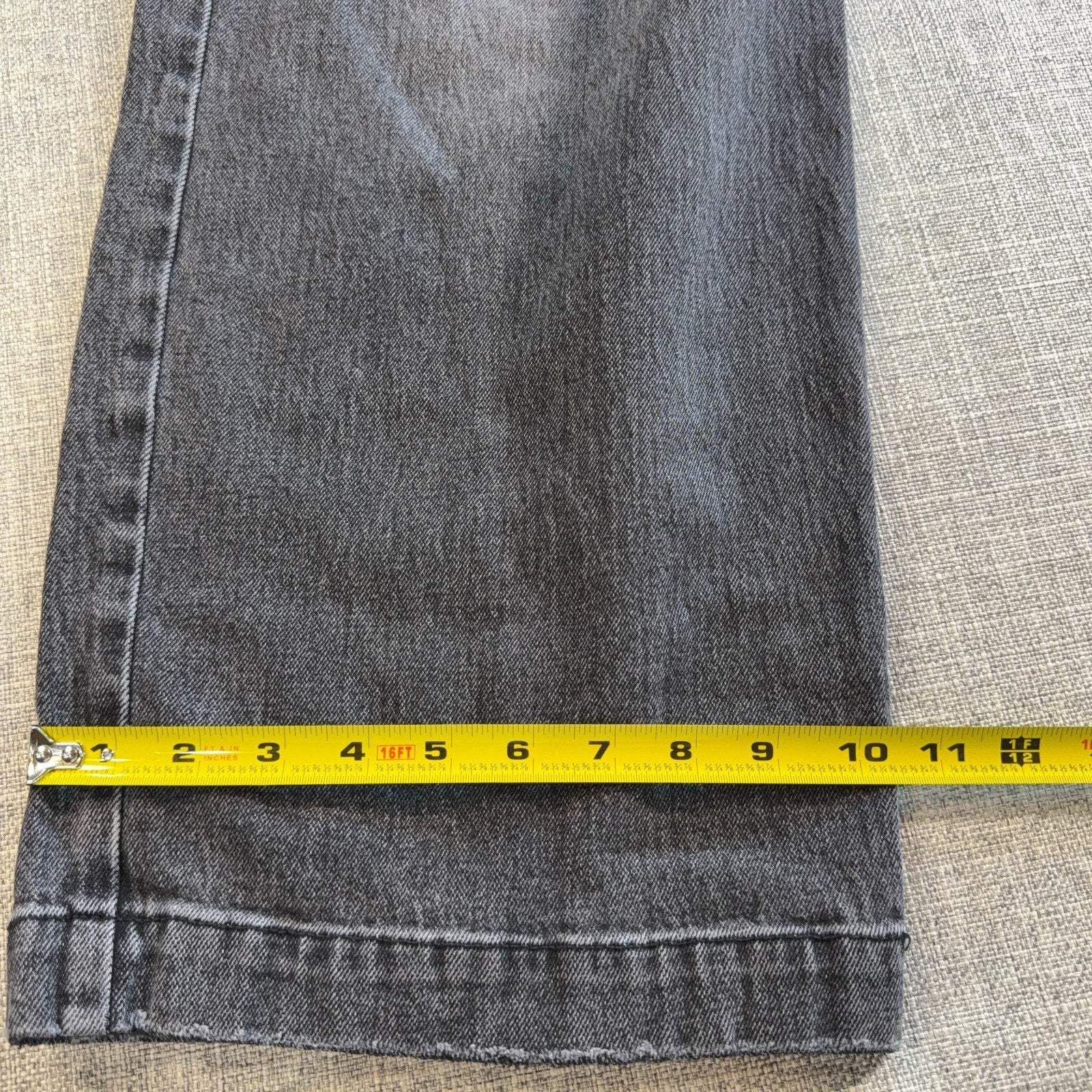 Hollister Super Baggy Jeans Mens 34x30 Gray Black Mushroom Patch Y2K Wide Leg