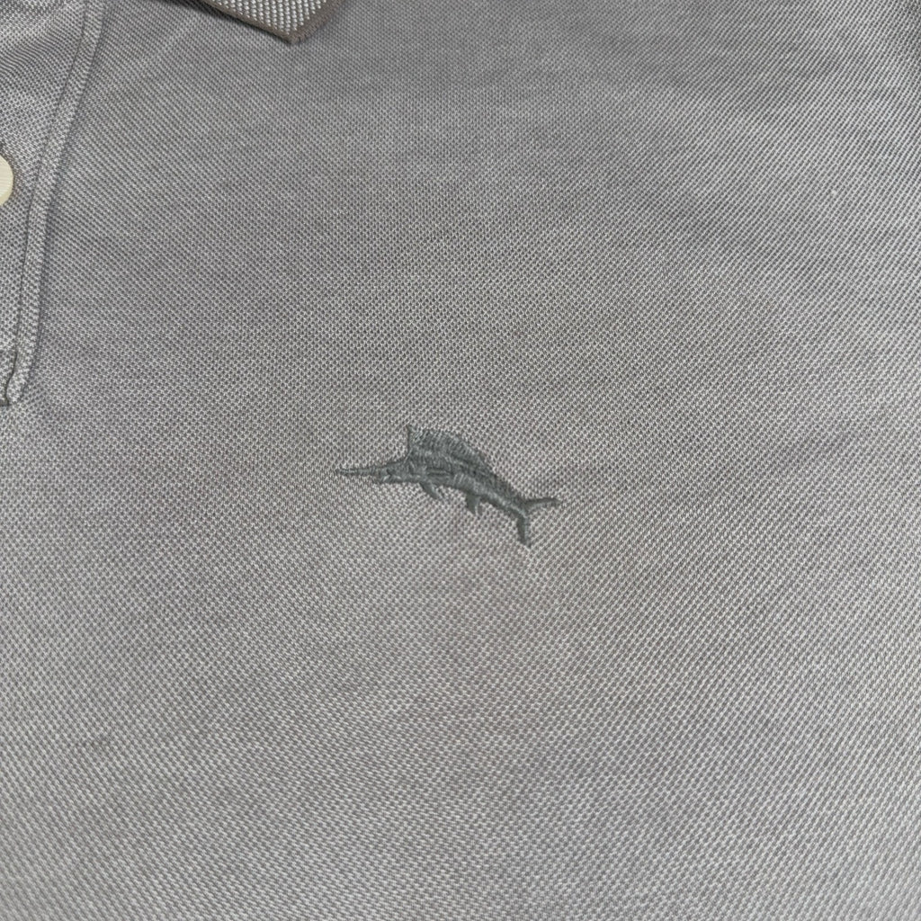 Tommy Bahama Polo Shirt Mens M Gray Marlin Logo 100% Cotton Golf Casual