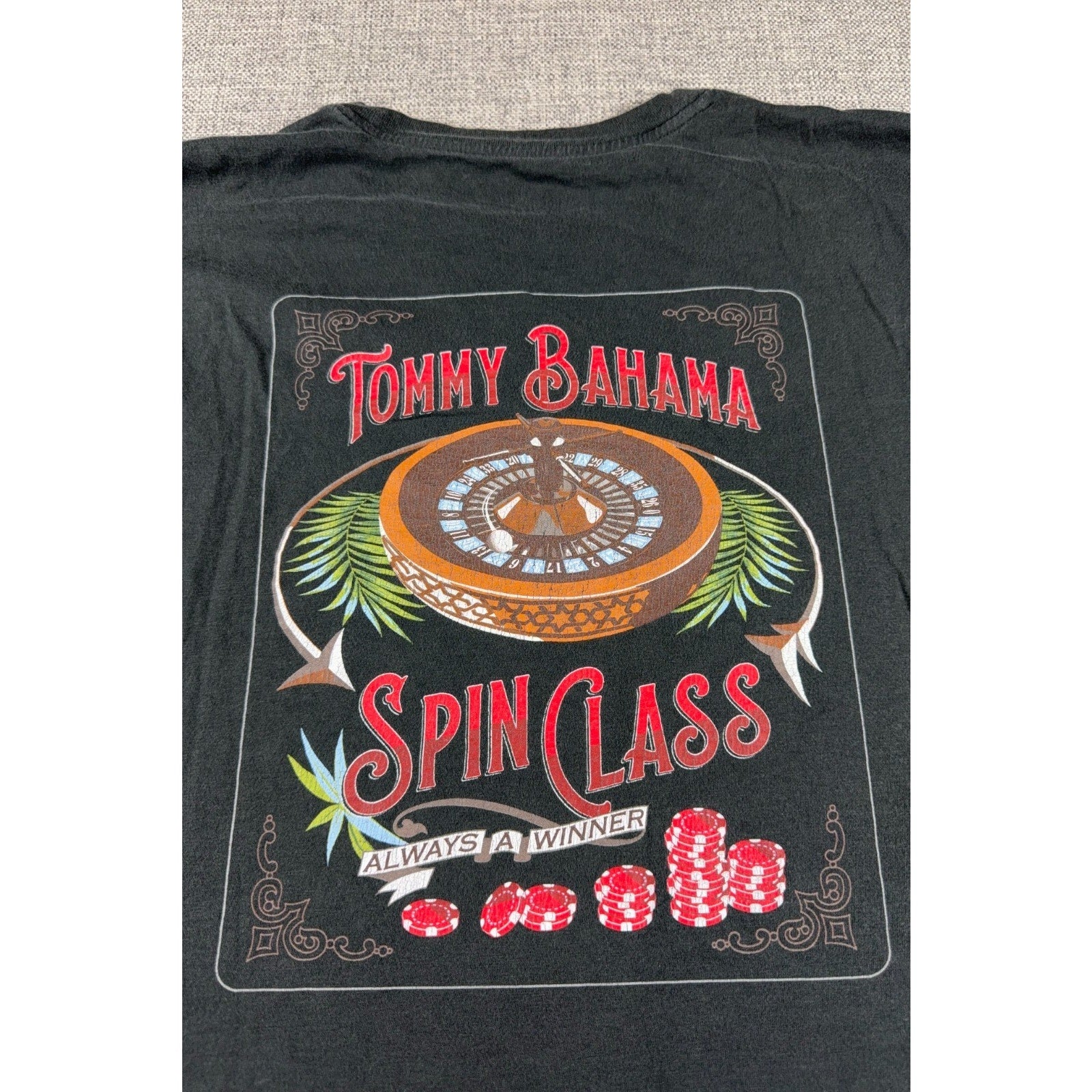 Tommy Bahama Spin Class Roulette T Shirt Mens M Black Casino Graphic Tee