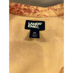 Lands’ End Women’s Medium Pink Tropical Midi Dress Rayon Blend Island Print Belt