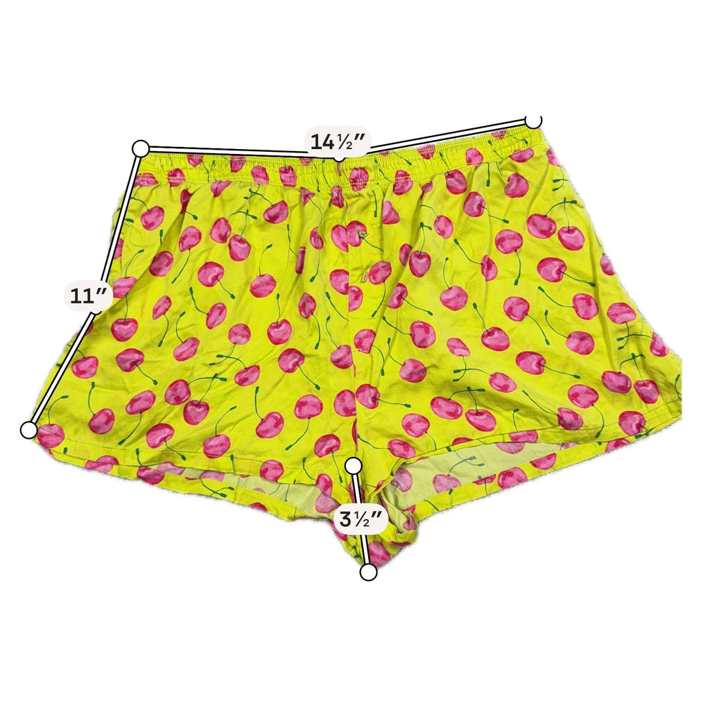 PINK Victoria’s Secret Cherry Print Sleep Shorts Womens Large Neon Yellow