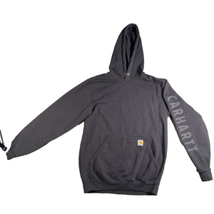Carhartt Rain Defender Hoodie Mens S Loose Fit Black Logo Sleeve Pullover