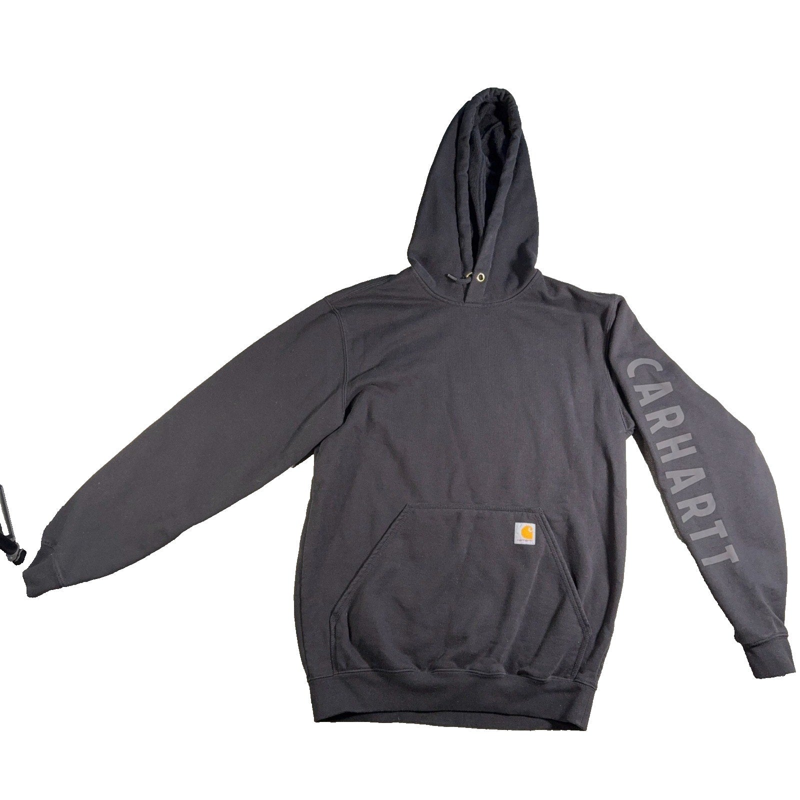 Carhartt Rain Defender Hoodie Mens S Loose Fit Black Logo Sleeve Pullover