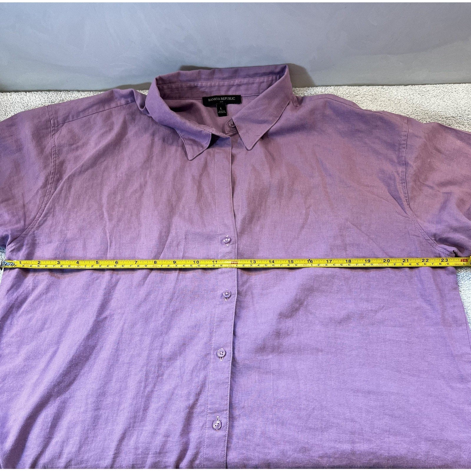 Banana Republic Women’s Linen Blend Button Up Tunic Shirt Purple Lavender Size L