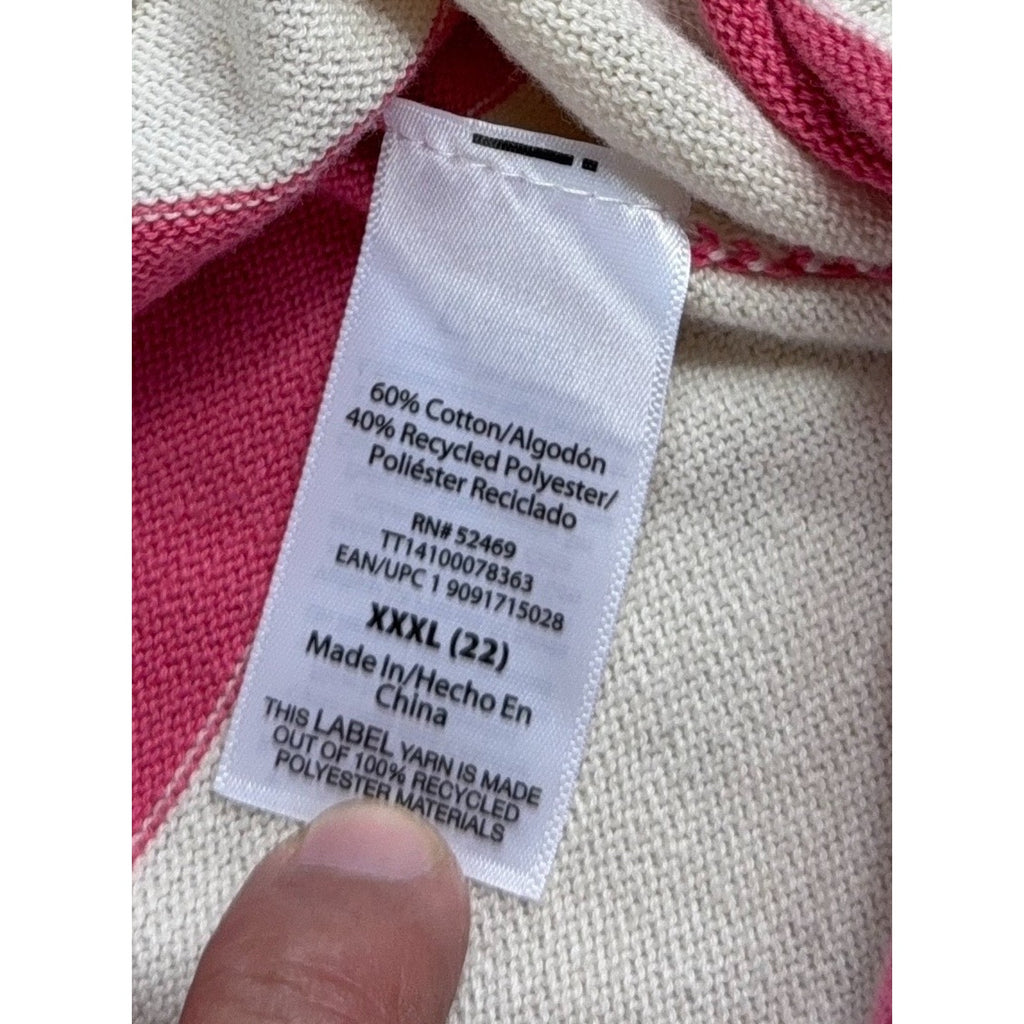 Time and Tru Pink Striped Heart Sweater XXXL 22 Coquette Valentine Knit