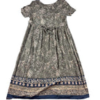 Molly Malloy Petite Maxi Dress Olive Floral Border Print Boho Pockets Tie Back