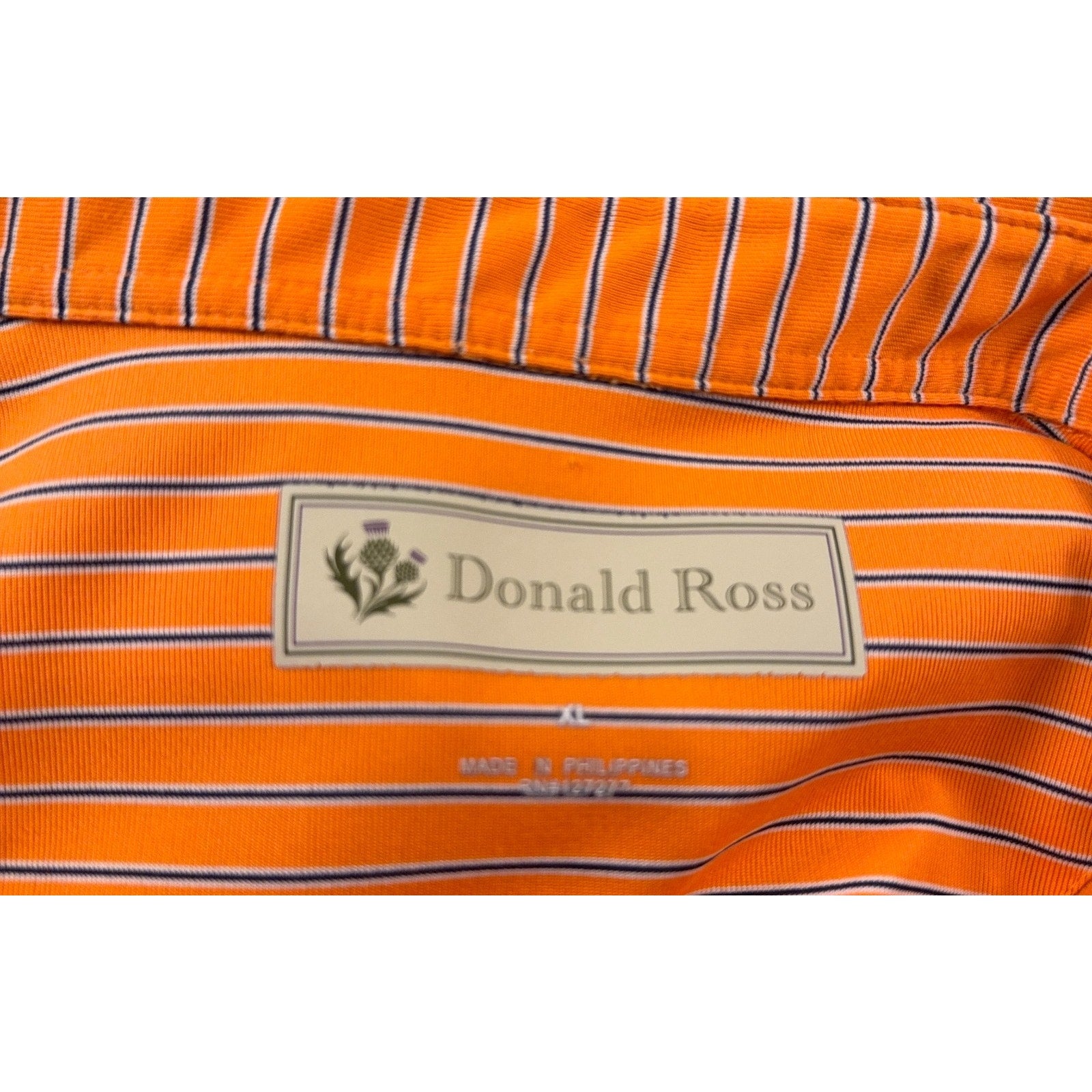Donald Ross Golf Polo Lot Mens XL Orange Blue Striped Performance Shirts 1896