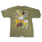 Avirex Mens L Eagle Roses Graphic T Shirt Rhinestone Studded Olive Green Y2K