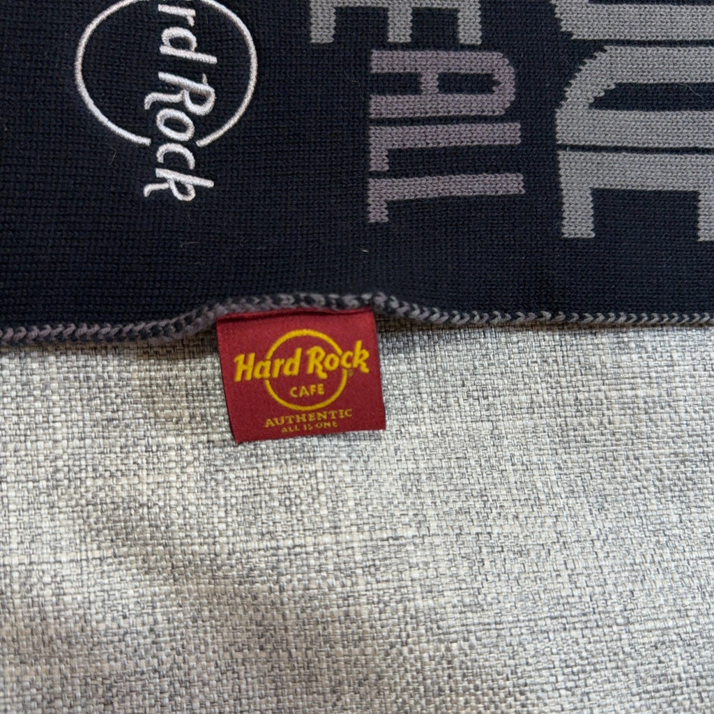 Hard Rock Cafe Love Serve All Scarf NWT Black Gray Red Peace Heart Fringe