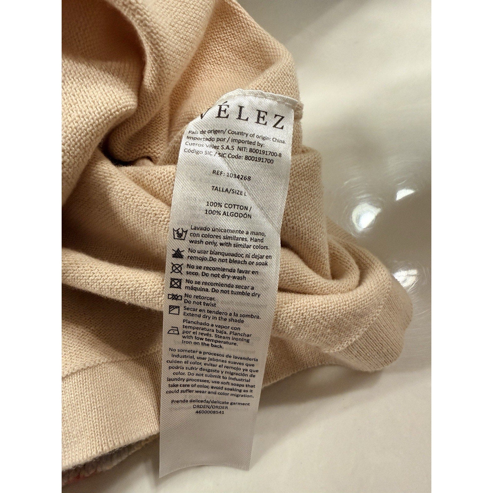 Velez Artisan Knit Top Womens L Beige 100% Cotton Short Sleeve Minimalist Luxury