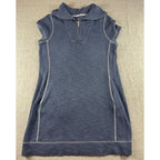 Tommy Bahama Women L Sleeveless Knit Dress Quarter Zip Blue Contrast Stitch