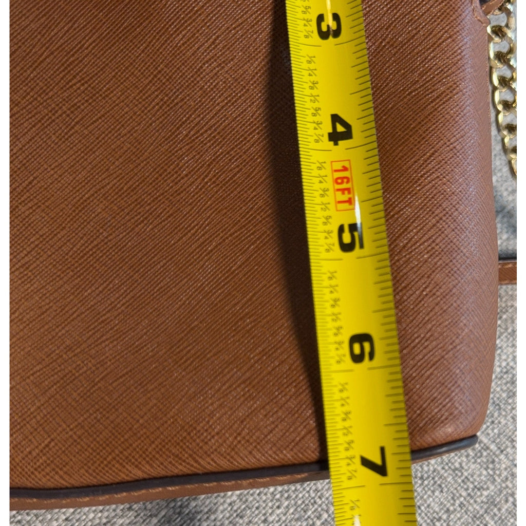 Michael Kors Cindy LG Dome Crossbody Bag Brown Saffiano Leather 35S6GCPC3L