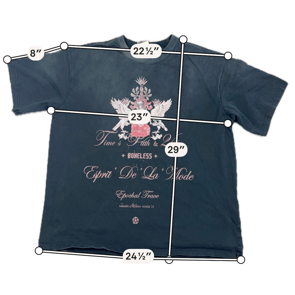 Boneless Voyage 23 Graphic T Shirt Mens L Washed Black Oversized Streetwear