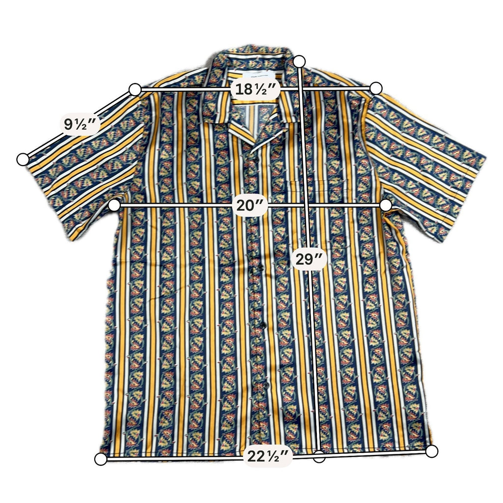 Urban Outfitters Shirt Mens M Floral Stripe Satin Camp Collar Short Sleeve