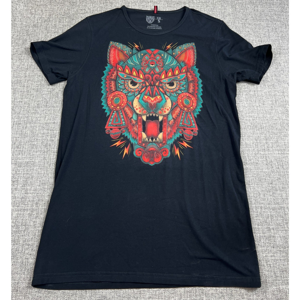 Ay Guey Jaguar Graphic T Shirt Mens S Black Mexican Art Stretch Tee