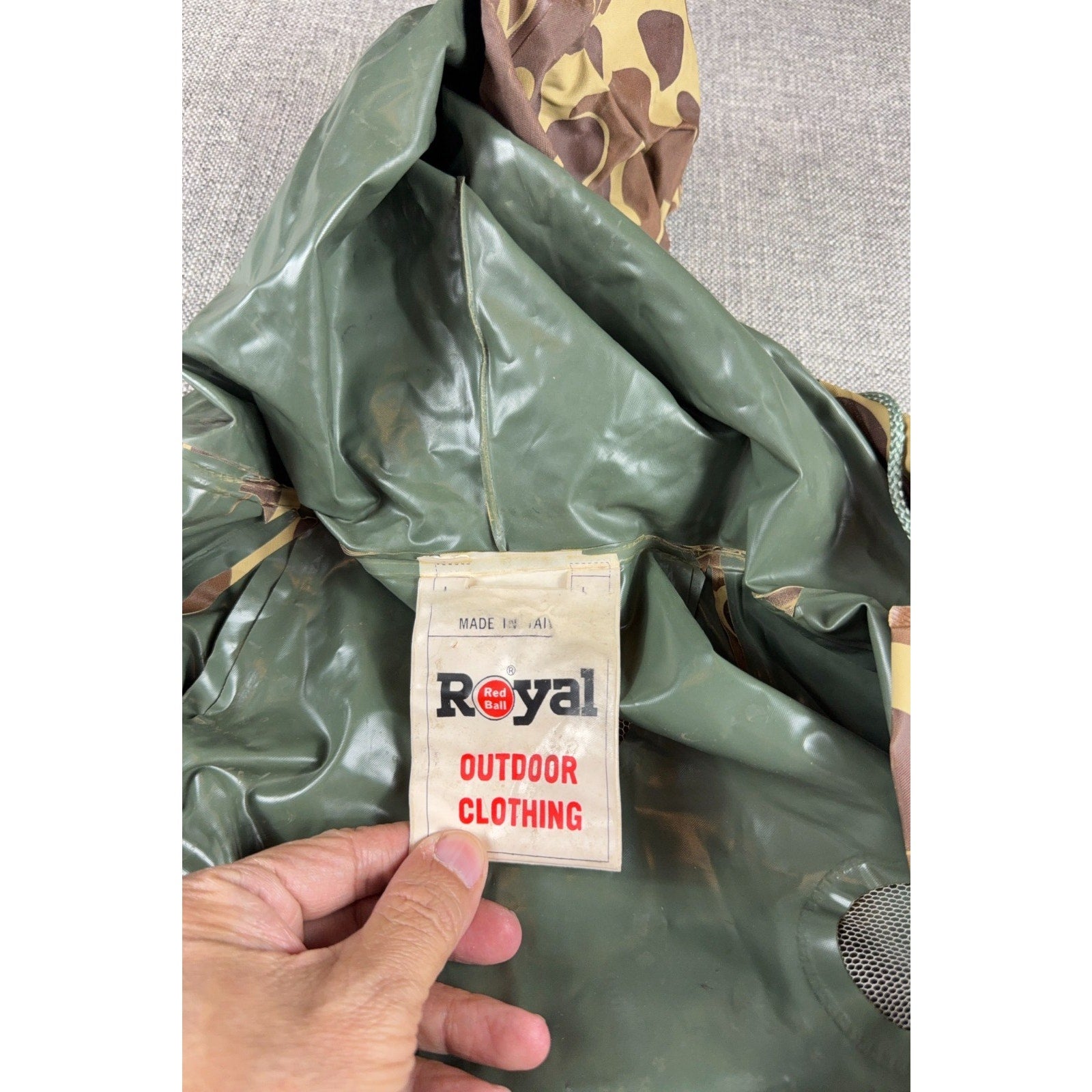 Vintage Royal Red Ball Camo Rain Suit Jacket Pants Medium Duck Hunting Taiwan