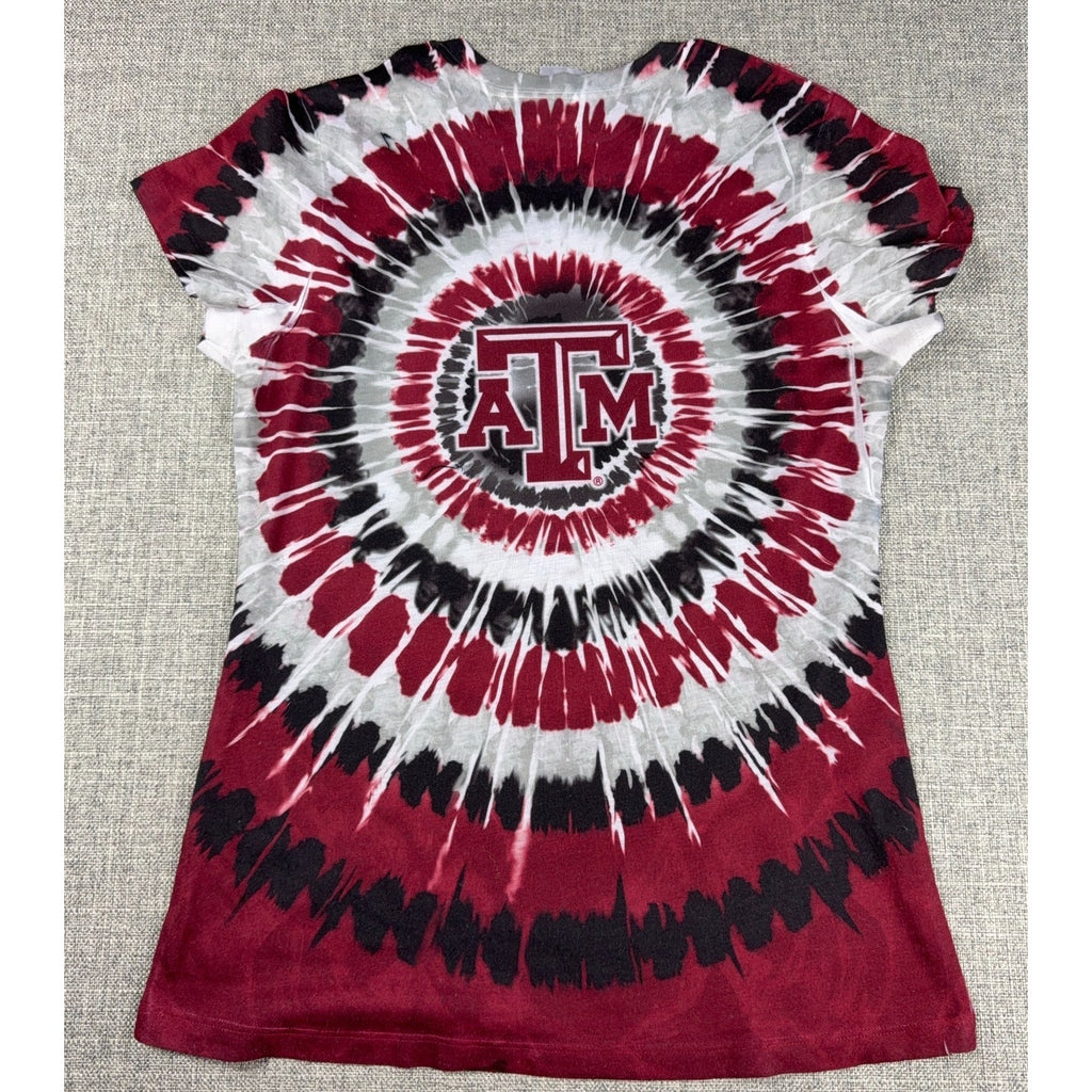 Texas A&M Aggies Tie Dye T Shirt Womens M Maroon Black White NCAA College Tee