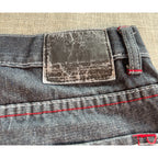 Chams Denim Jeans Mens 32x31 Gray Black Red Embroidered Pockets Y2K Straight