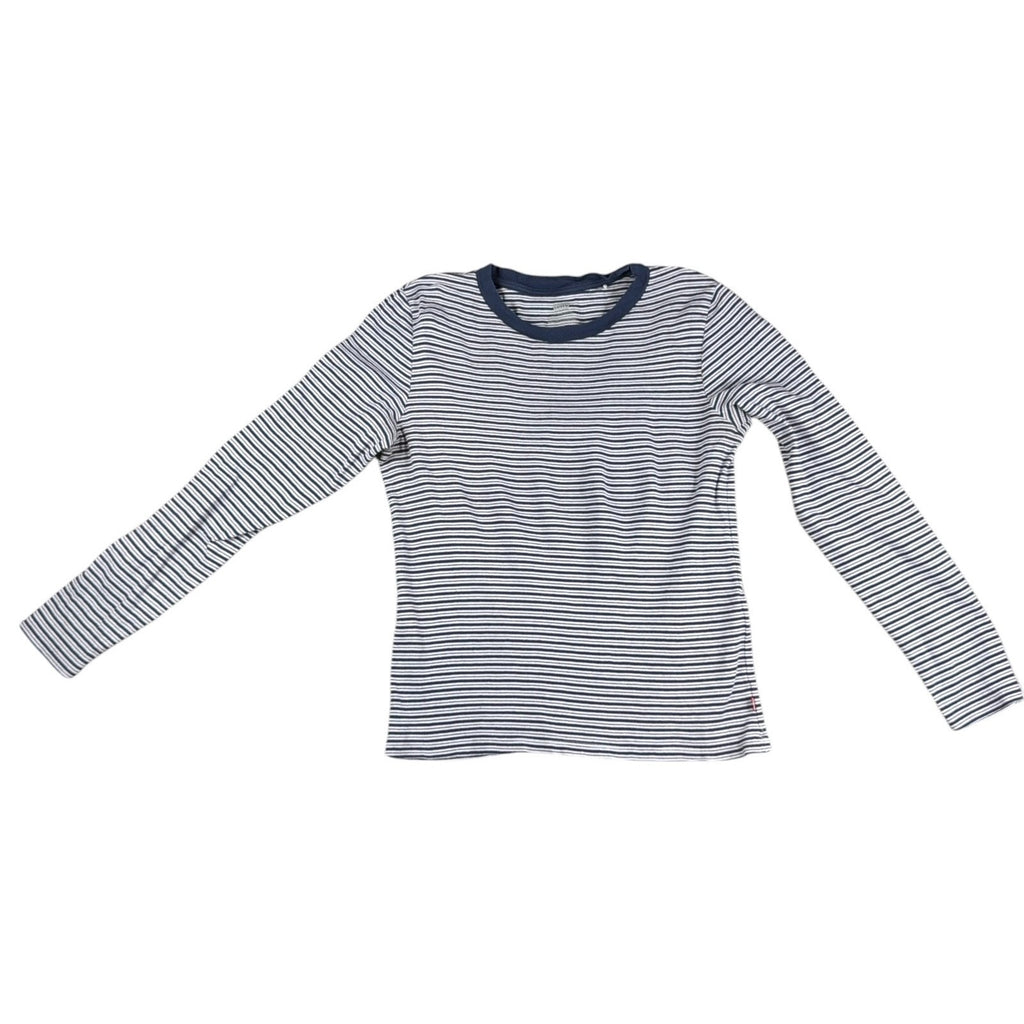 Levi’s Women’s L Striped Long Sleeve Shirt Navy White Red Slim Fit Y2K