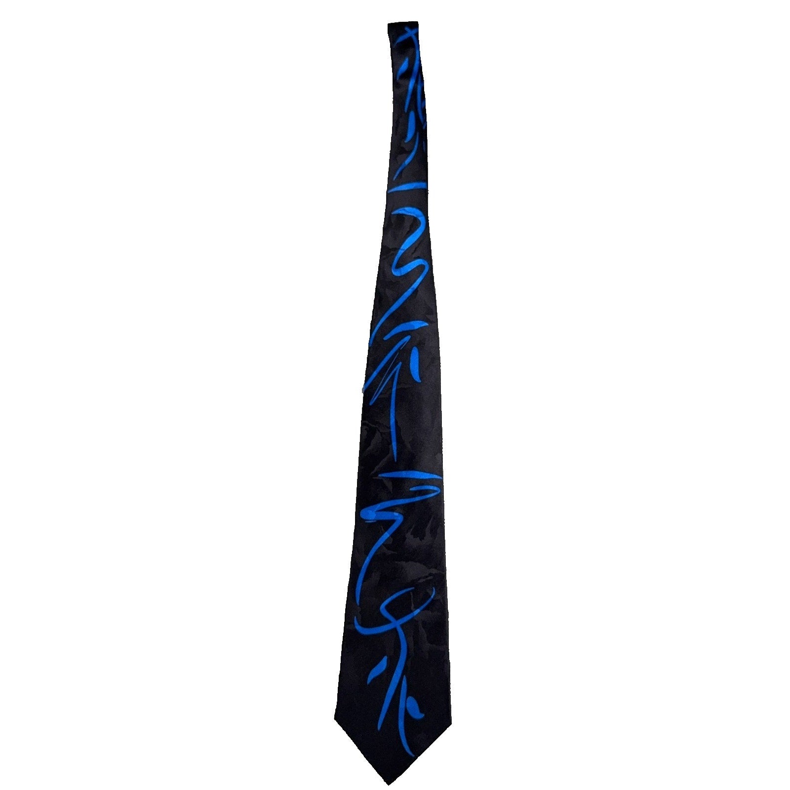J Garcia Jerry Garcia Tie Mens Black Blue Abstract Art 100% Silk Necktie