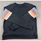 Rip Curl Womens XS Crewneck Sweatshirt Gray Retro Stripe Sleeve Surf Pullover