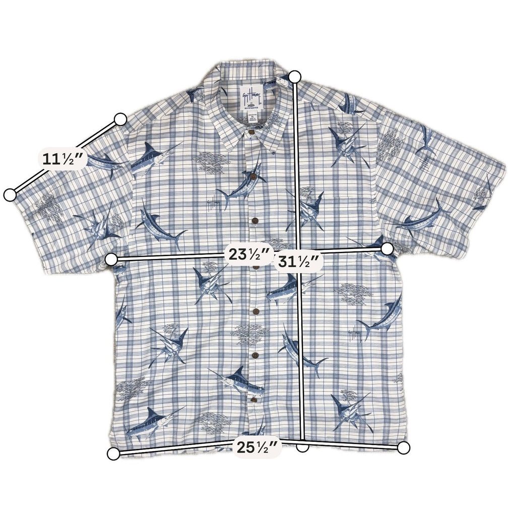 Guy Harvey AFTCO Bluewater Shirt Mens XL Marlin Plaid Fishing Button Up