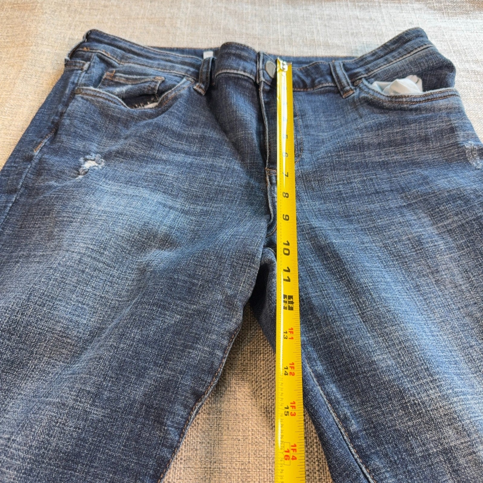 Kut From The Kloth Amy Crop Straight Leg Jeans Womens 12 Blue Distressed Cuffed