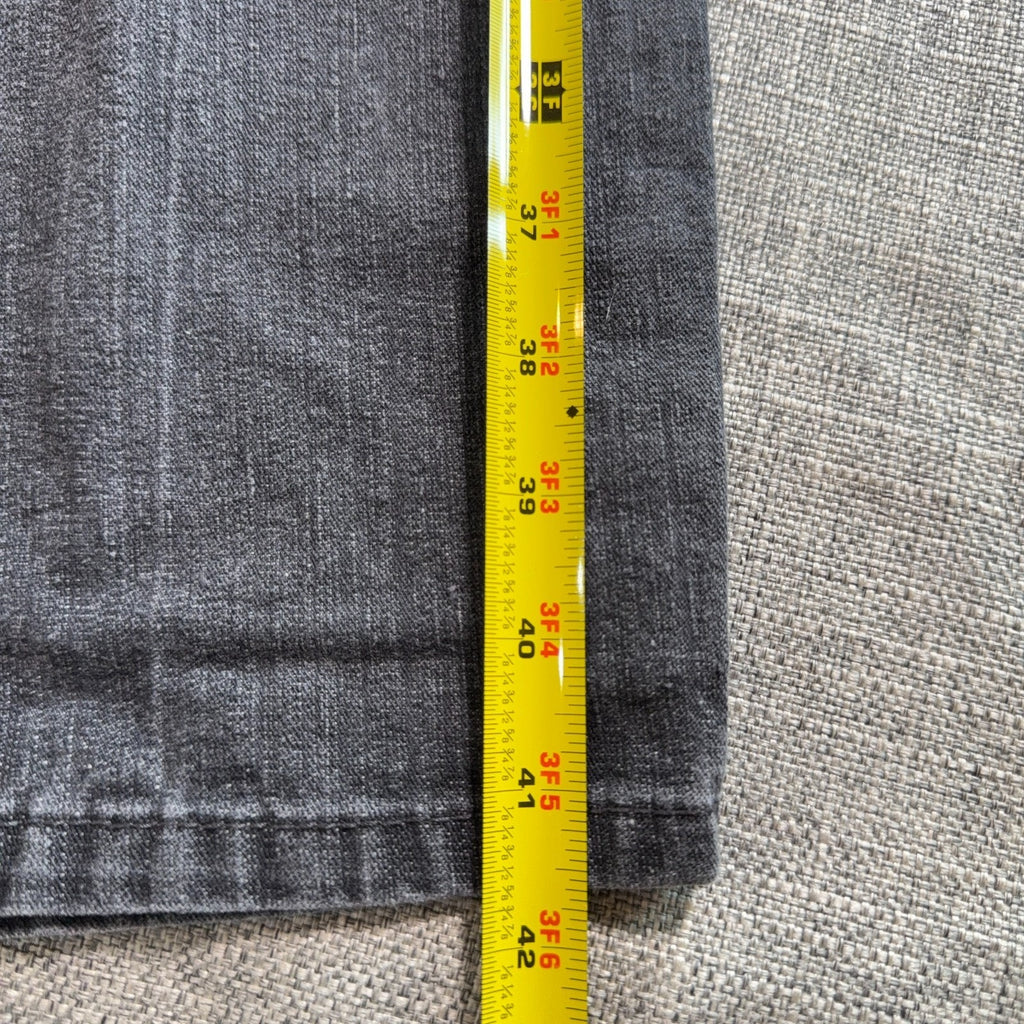 Chams Mens Jeans 36 Gray Black Y2K Embroidered Pocket Straight Leg Denim
