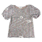 LOFT Womens S Multicolor Boucle Tweed Knit Puff Sleeve Top Short Sleeve