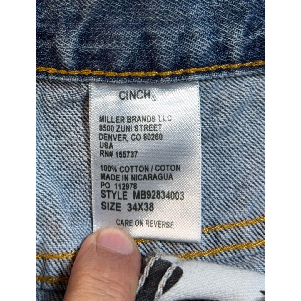 Cinch Up Jeans Mens 34x38 Actual 35x37 Relaxed Straight Western Cowboy Denim
