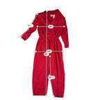 Vintage 80s Red Studded Jumpsuit Womens Power Suit Shoulder Pads Glam Retro