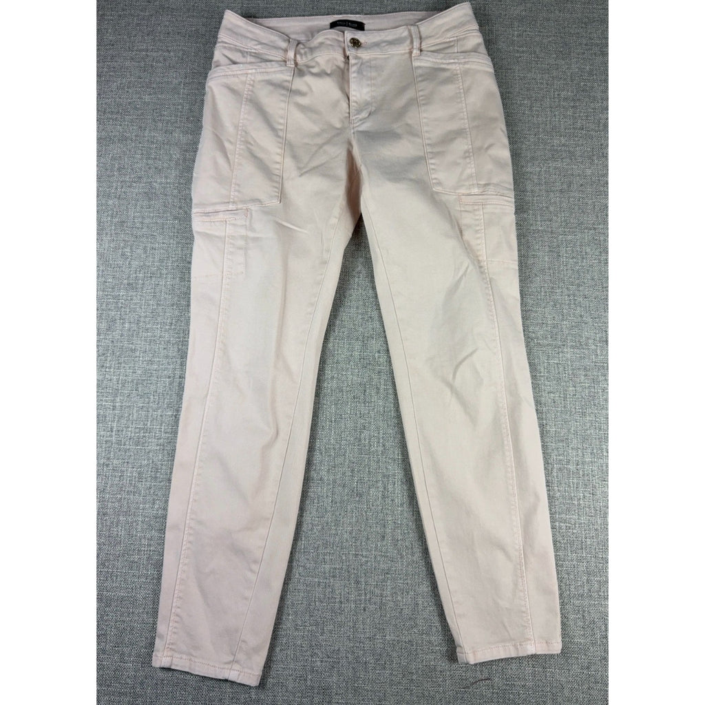 WHBM Skimmer Pants Womens 8 Blush Pink Cargo Skinny Ankle Zip Utility