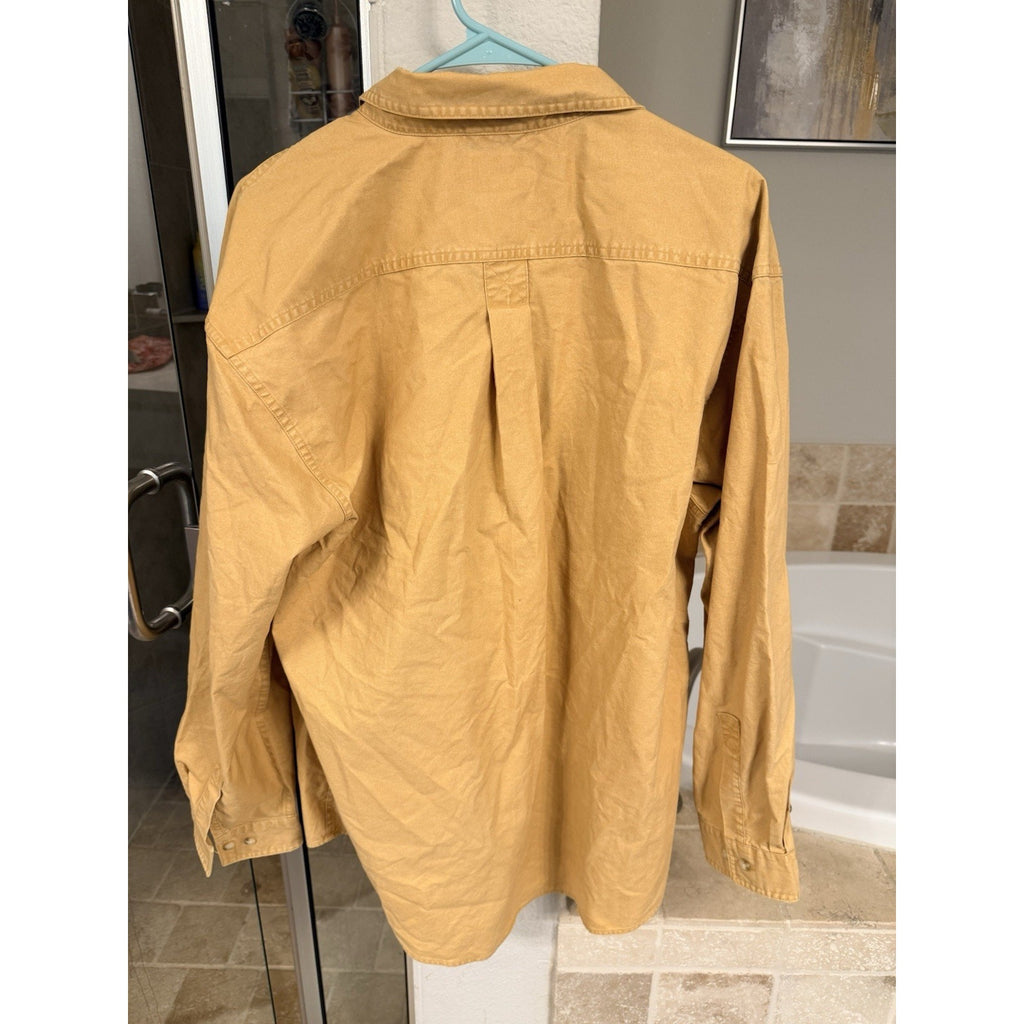 L.L. Bean Mens Large Traditional Fit Shirt Yellow Cotton Button Front Workwear