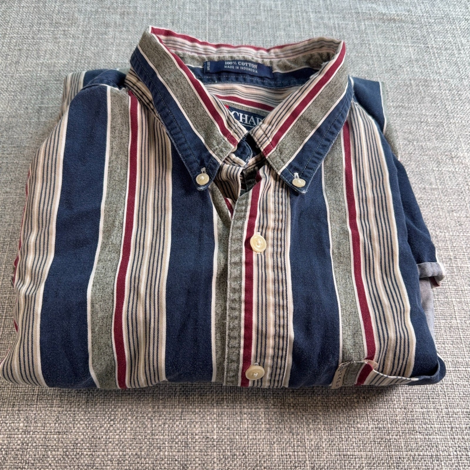 Vintage Style Chaps Ralph Lauren Shirt Mens XL Striped Button Down Cotton