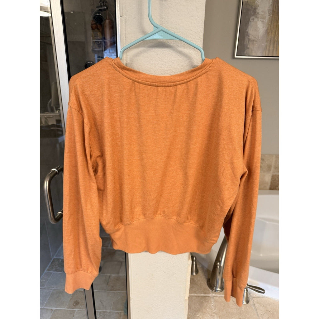 Freely Cropped Long Sleeve Top Womens Medium Orange Athleisure Lightweight