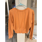 Freely Cropped Long Sleeve Top Womens Medium Orange Athleisure Lightweight