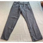 Chams Mens Jeans 36 Gray Black Y2K Embroidered Pocket Straight Leg Denim