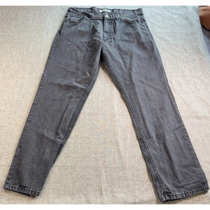 Chams Mens Jeans 36 Gray Black Y2K Embroidered Pocket Straight Leg Denim
