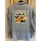 Vintage Disney Store Denim Shirt XL Mickey Minnie Donald Goofy Pluto Embroidered