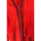 The Alpaca Connection Red Geometric Hooded Cardigan — Small