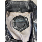 Transmission Leather Company Black Genuine Leather Jacket Mens XL Car Coat Y2K