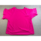 Umgee Women’s Large Hot Pink Blouse Layered Ruffle Bell Sleeve Boho Tunic Top