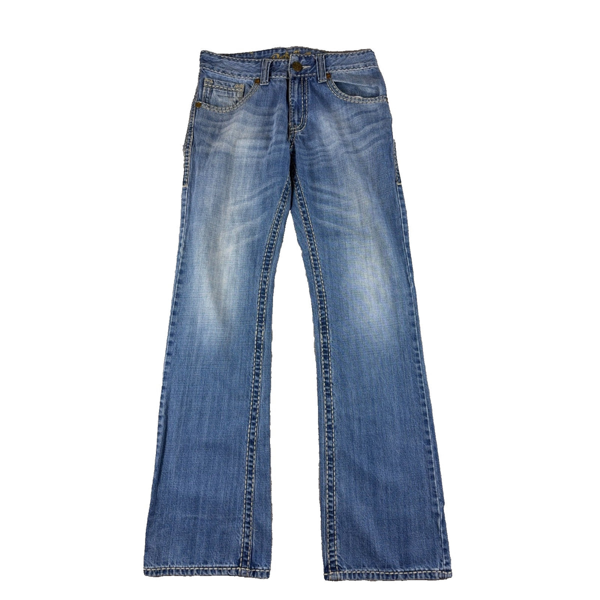 Rock 47 Wrangler Jeans Mens 30x34 Bootcut Y2K Western Thick Stitch Distressed